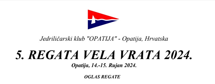 5. Regata Vela Vrata 2024. – oglas, online prijave